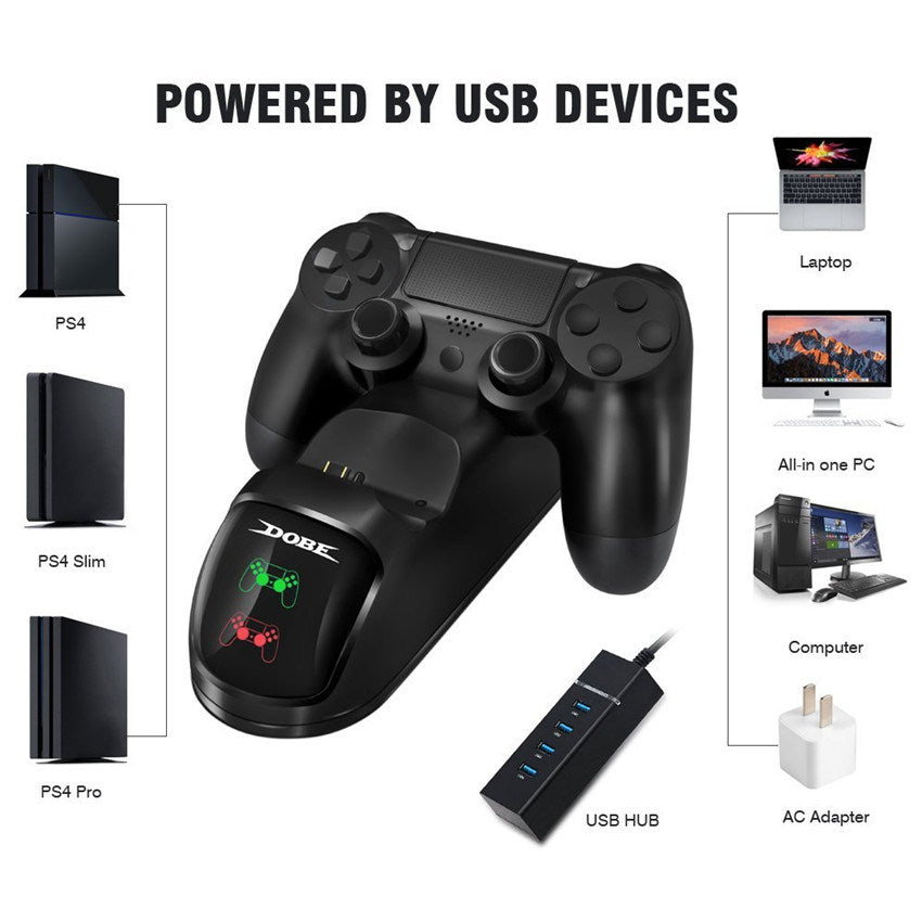 Dual USB for PS4/PS4 Slim/PS4 Pro Game Controller Gamepad Joystick Dock Mount
