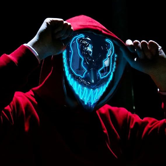 Halloween Mask LED Light Up Mask for Adults Neon Glow Masks