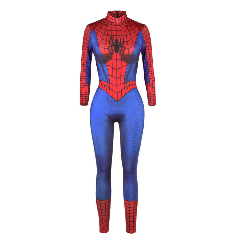Women Halloween Party Costume Skull Print Long Sleeve Jumpsuit Outfit
