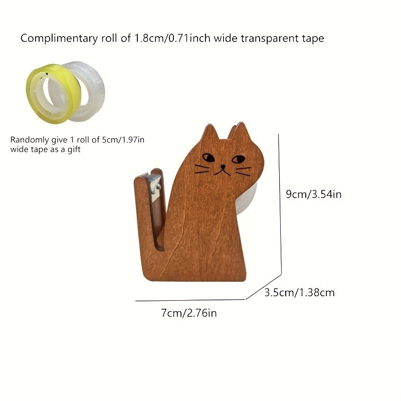Add a Touch of Whimsy to Your Desk: Wooden Cat-Shaped Tape Cutter
