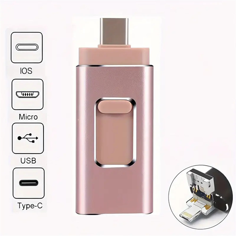 4in1 128GB USB 3.0 Pendrive Flash Drives, High Speed Phone External Flash Drive