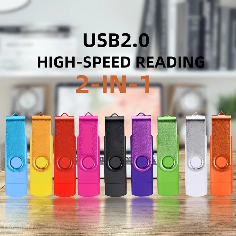 High Speed USB Flash Drive OTG Pen Drive 64gb USB Stick 16gb Rotatable Pen Drive For Android Micro/PC Business Gift