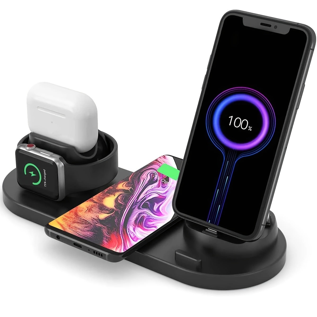 6 In 1 Rotate Holder Universal Wireless Charger For Phone Smart Earphones