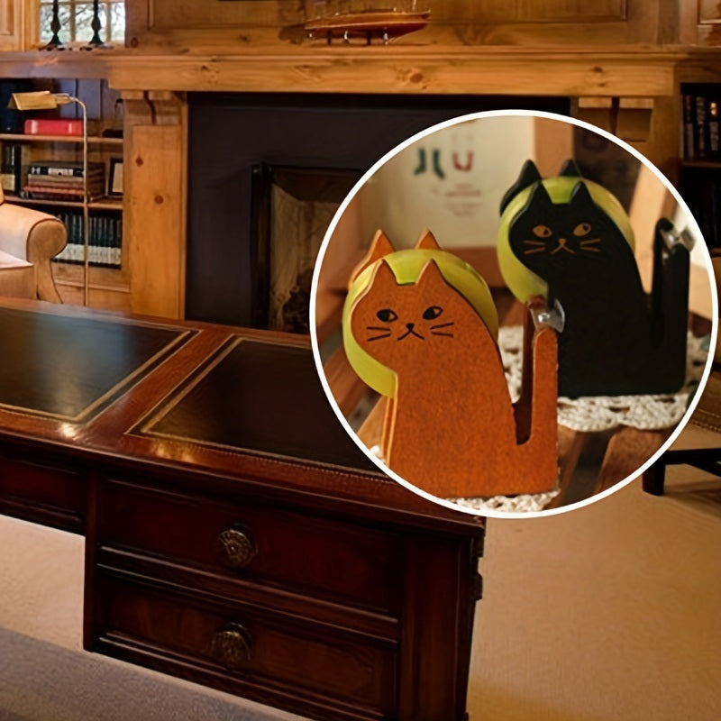 Add a Touch of Whimsy to Your Desk: Wooden Cat-Shaped Tape Cutter