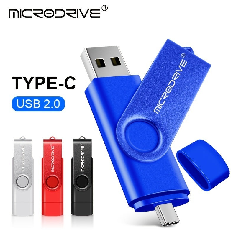 Rotating USB Stick High Speed 128gb Metal Type C USB2.0 Flash Drive OTG 128GB Pendrive External Storage Micro Memory Stick Type-C Pen Drive