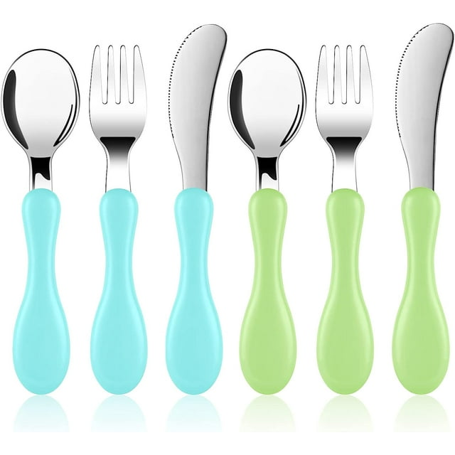 Freaki 6PCS Toddler Utensils Set, Toddler Utensils Stainless Steel Fork, Spoon and Knife Set with Silicone Holding Design, Children's Flatware Set, BPA Free, Dishwasher Safe