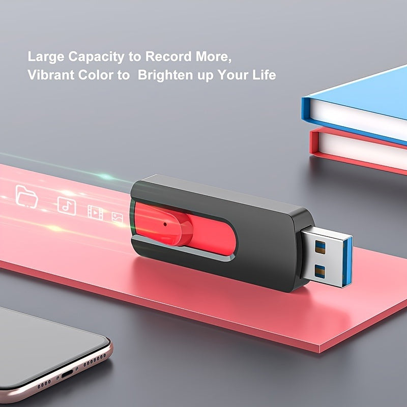 2packs KOOTION 128G USB Flash Drive; Personality Creative USB2.0 High-Speed U Flash Drive Waterproof For Car PC Two-way Utility Disk With Push-Pull Design