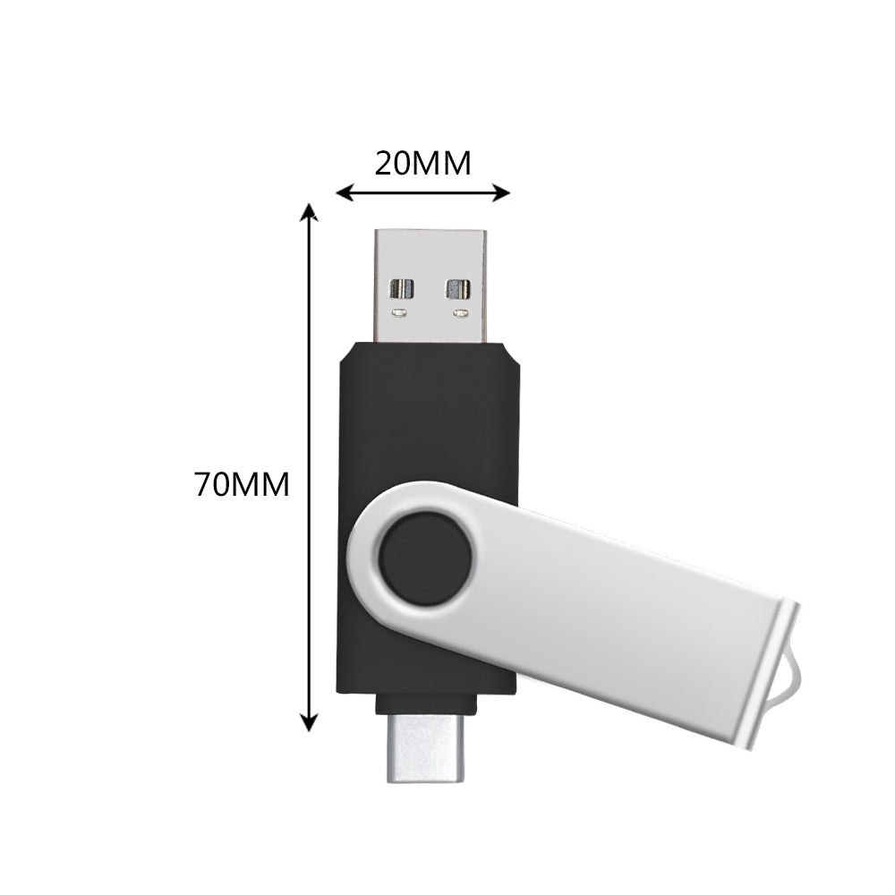 Type-C two in one USB flash drive black 16g dual-purpose USB flash drive for computer and mobile phone rotating creative USB2.0