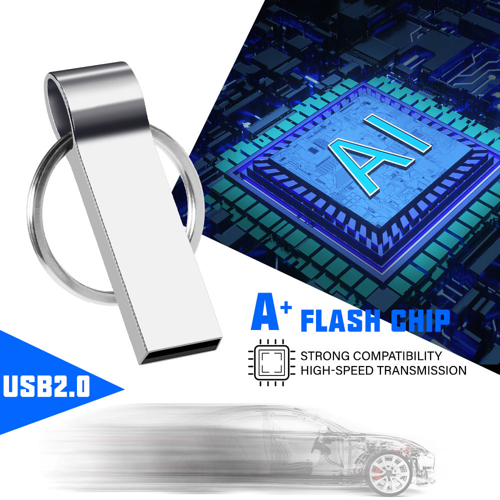 Silver Metal USB Flash Drives 64GB Free key Ring Pen Drive Creative Business Gifts Memory Stick Black Storage Devices
