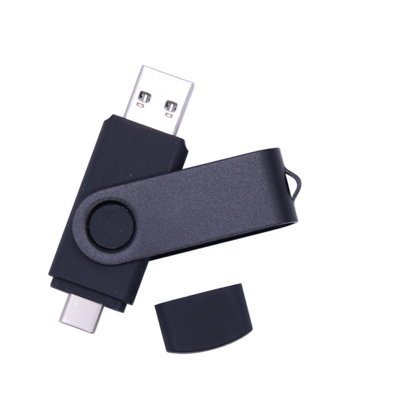 Type-c Two-in-One USB Flash Drive Black 64G Computer Mobile Phone Dual-Use USB Flash Drive Rotating Creative USB 2.0 Business US