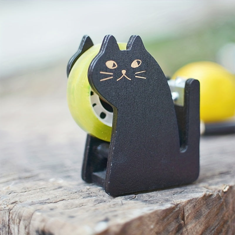 Add a Touch of Whimsy to Your Desk: Wooden Cat-Shaped Tape Cutter