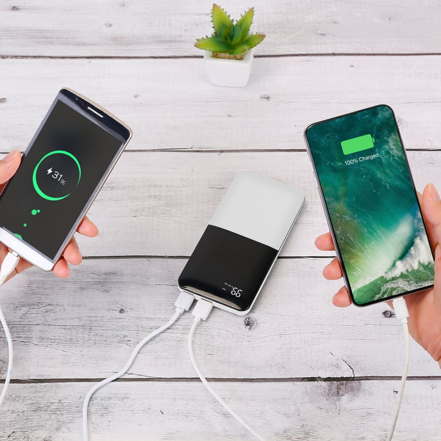 20000mAh Portable Power Bank External Battery Pack with Digital Display Dual USB Charge Ports