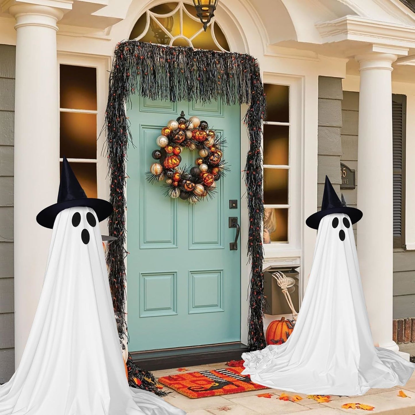 Halloween Decorations Outdoor, Spooky Ghost Decor with Remote Control String Lights