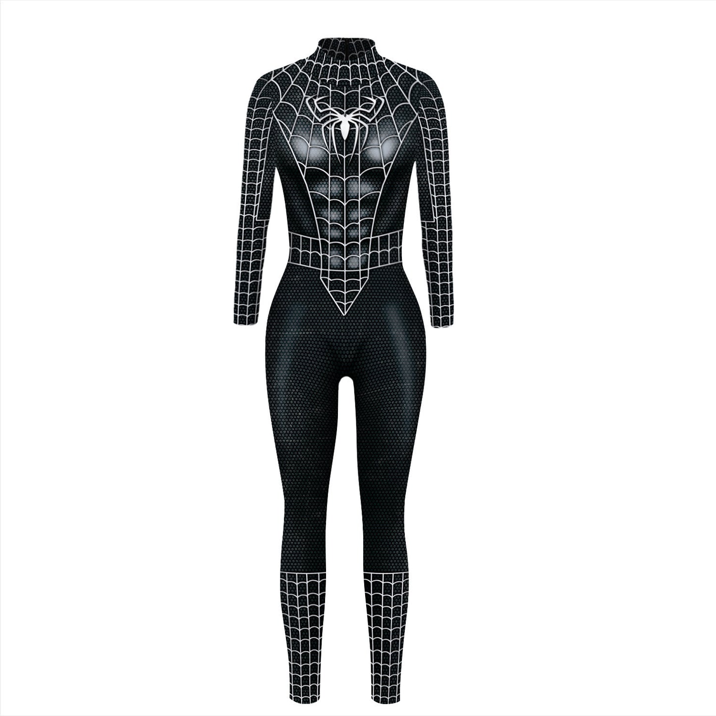 Women Halloween Party Costume Skull Print Long Sleeve Jumpsuit Outfit