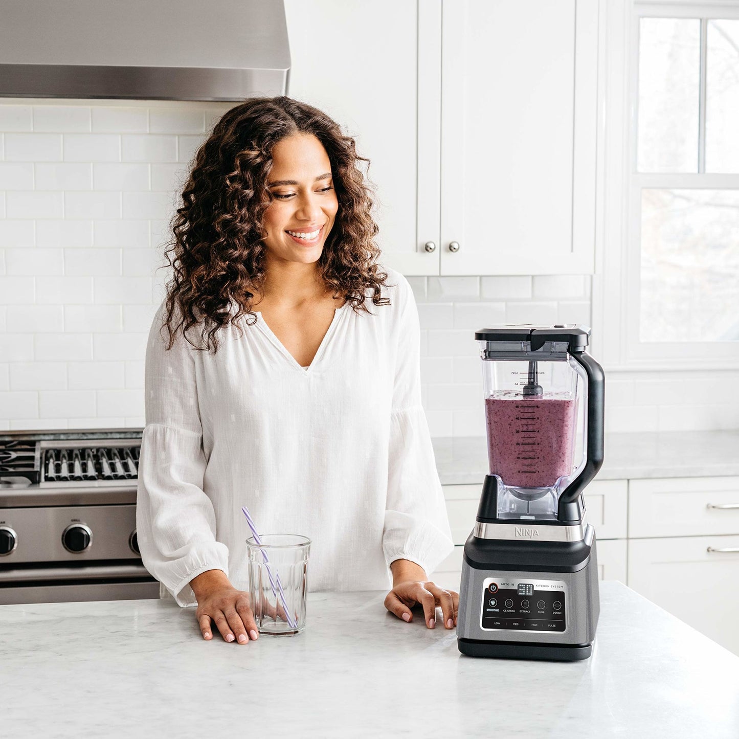 Ninja BN801 Professional Plus Kitchen System, 1400 WP, 5 Functions for Smoothies, Chopping, Dough & More with Auto IQ, 72-oz.* Blender Pitcher, 64-oz. Processor Bowl, (2) 24-oz. To-Go Cups, Grey