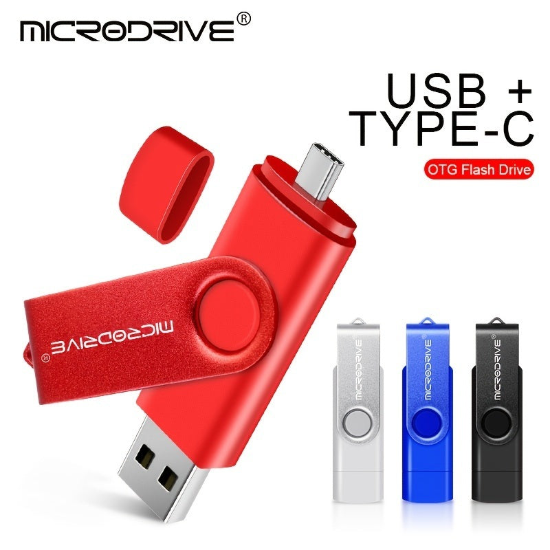 Rotating USB Stick High Speed 128gb Metal Type C USB2.0 Flash Drive OTG 128GB Pendrive External Storage Micro Memory Stick Type-C Pen Drive