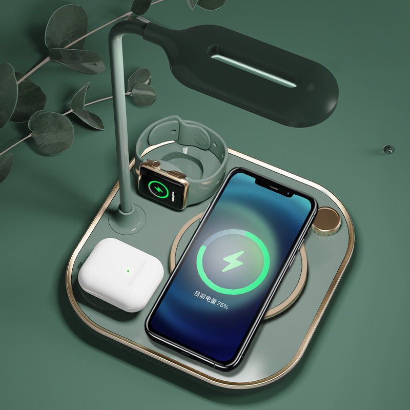 Four in one magnetic wireless charger 15w fast charge is applicable to multi-function three in one wireless charge of Apple mobile phone