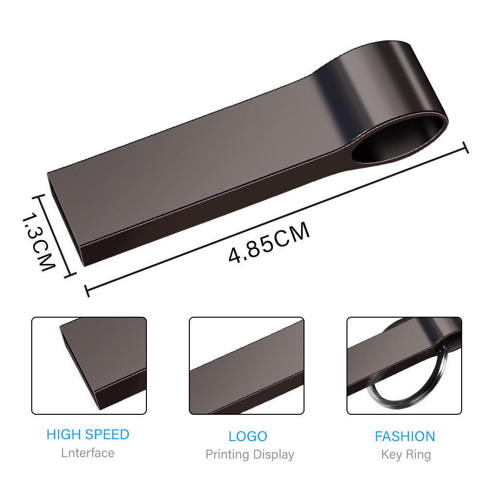 Silver Metal USB Flash Drives 64GB Free key Ring Pen Drive Creative Business Gifts Memory Stick Black Storage Devices