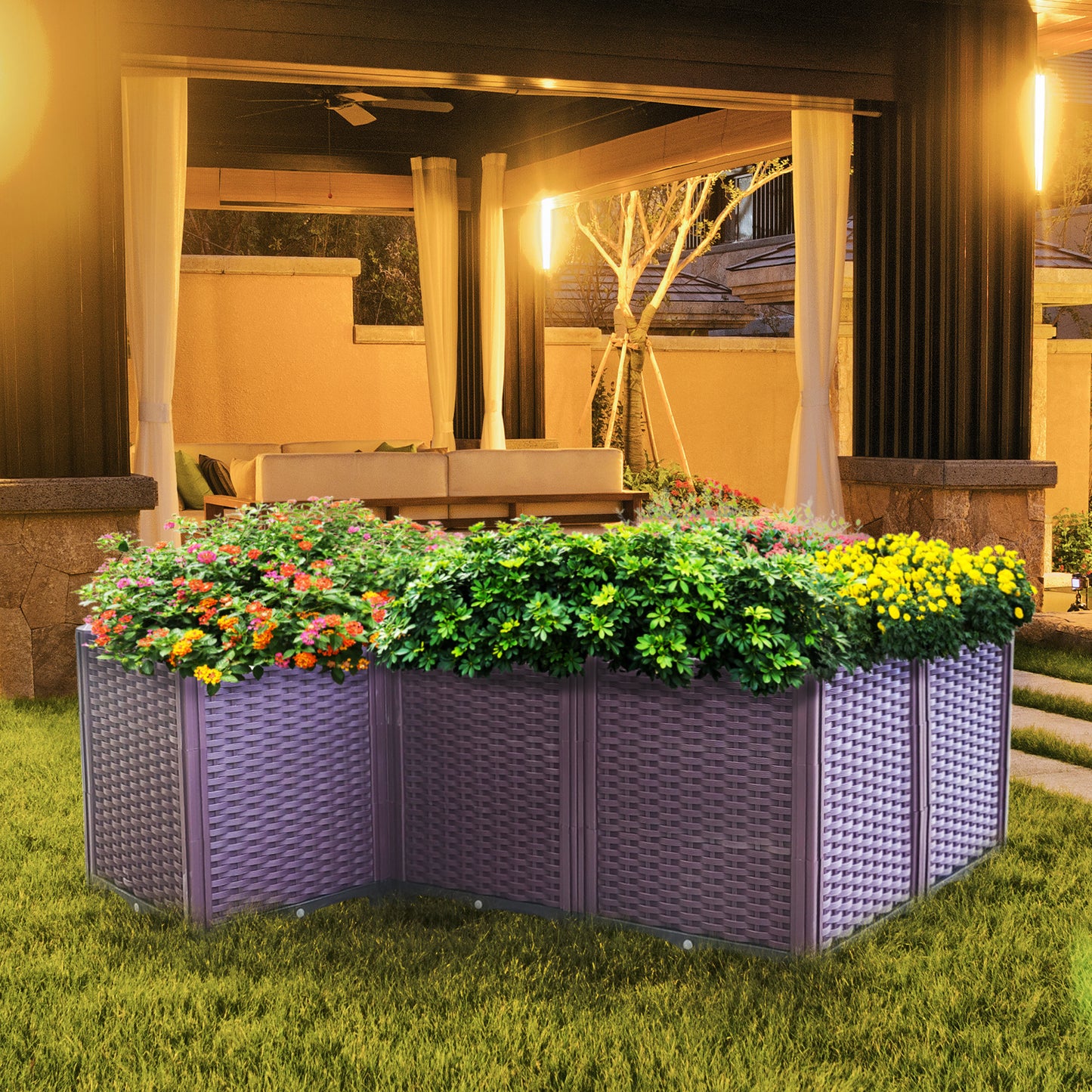 Plastic Raised Garden Bed, Set of 5 Planter Grow Boxes 20.5'H Planter Care Box Kit Planter Grow Box for Indoor & Outdoor Vegetable Fruit Flower Herb Growing Box