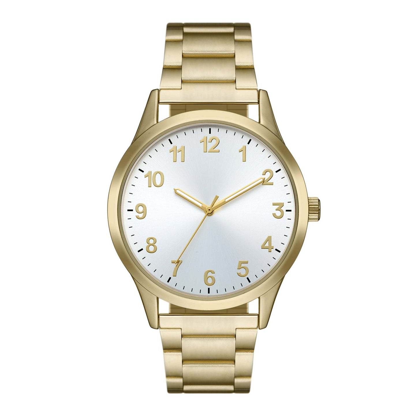 George Men's Watch: Gold Tone Case, Silver Sunray Dial, Gold Tone Metal Bracelet (FMDOGE044)