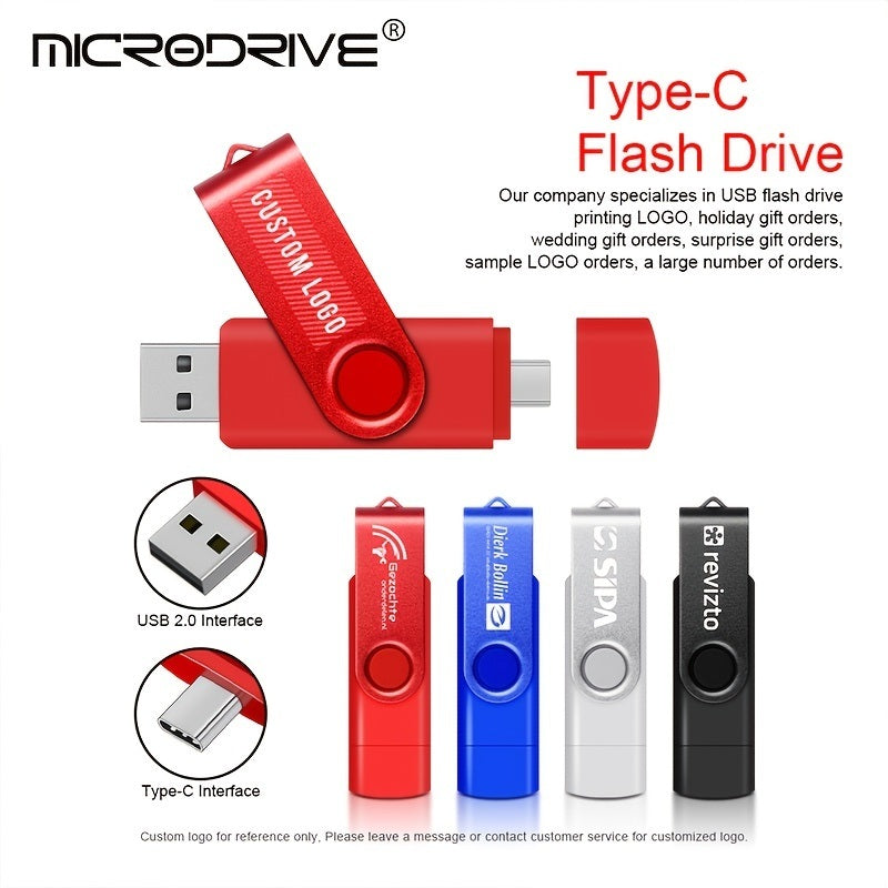 Rotating USB Stick High Speed 128gb Metal Type C USB2.0 Flash Drive OTG 128GB Pendrive External Storage Micro Memory Stick Type-C Pen Drive