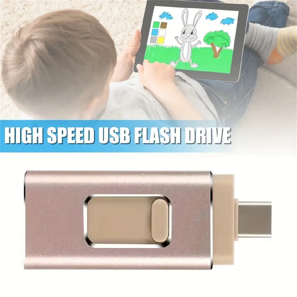 4in1 128GB USB 3.0 Pendrive Flash Drives, High Speed Phone External Flash Drive