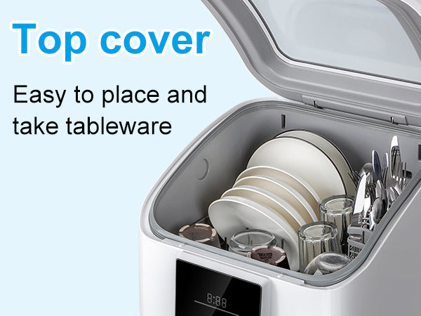 No hook up needed Portable Countertop Dishwasher, Compact Mini Dishwasher With 7 Washing Programs, Auto Water Injection, Anti-Leakage, Fruit & Vegetable Soaking, For 4 Sets of Tableware