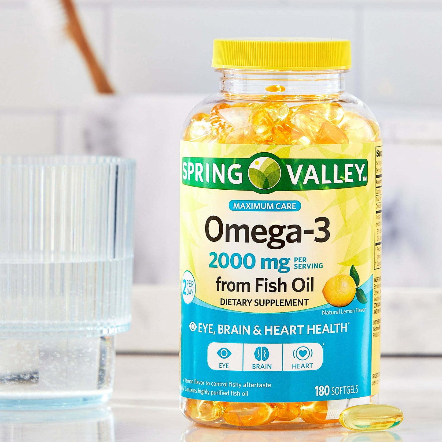 Spring Valley Omega-3 from Fish Oil Maximum Care Softgels; 2000mg; 180 Count