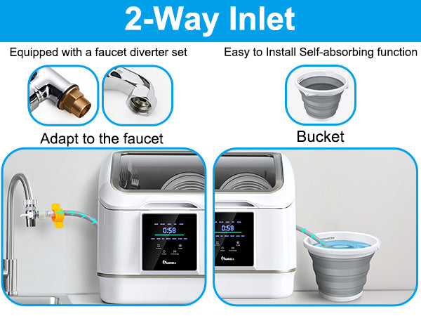 No hook up needed Portable Countertop Dishwasher, Compact Mini Dishwasher With 7 Washing Programs, Auto Water Injection, Anti-Leakage, Fruit & Vegetable Soaking, For 4 Sets of Tableware