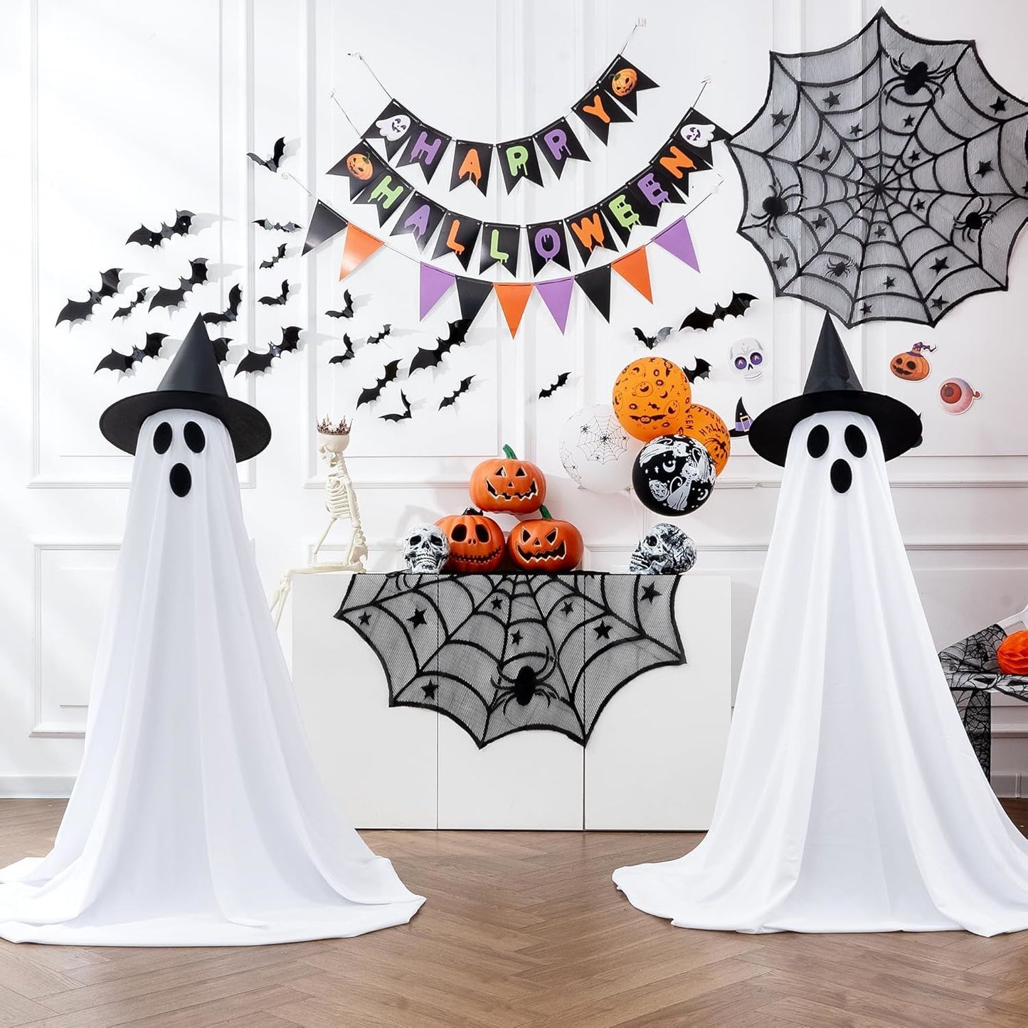 Halloween Decorations Outdoor, Spooky Ghost Decor with Remote Control String Lights