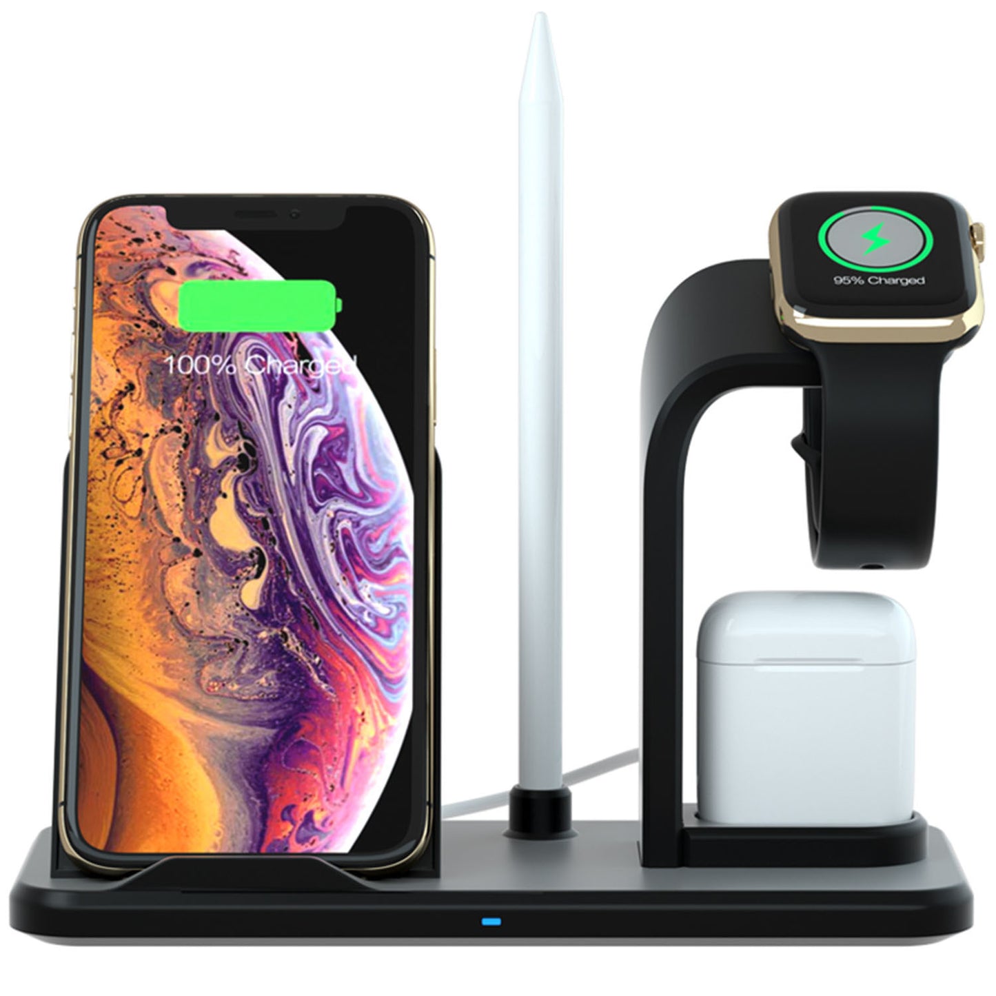 Besegad 4 in 1 Assemable Fast Wireless Charging Stand Dock Station for iPhone XS Max Apple Pencil Series 1 2 3 4 Airpods