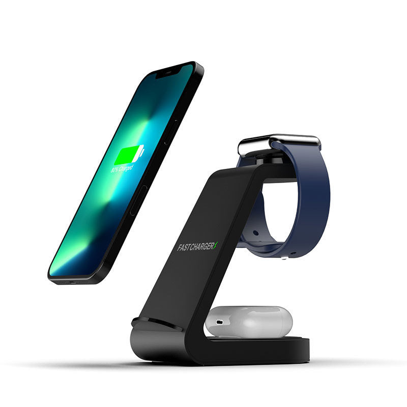 New vertical wireless charging three in one mobile phone holder for Apple 14 15W multi in one charging