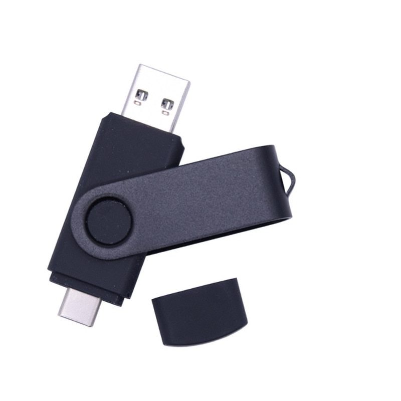 Type-c Two-in-One USB Flash Drive Black 64G Computer Mobile Phone Dual-Use USB Flash Drive Rotating Creative USB 2.0 Business US