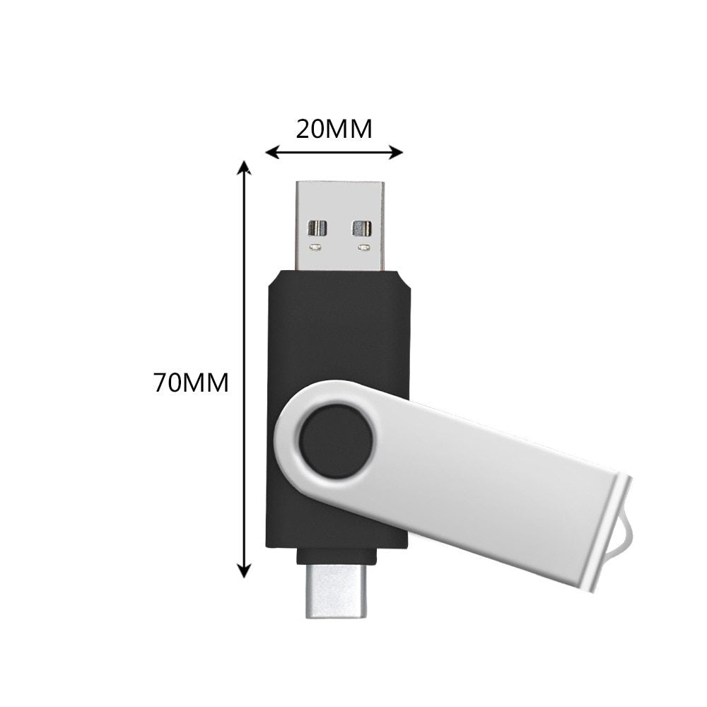 Type-C Two in One USB Flash Drive Black 16g Dual-purpose USB Flash Drive for Computer and Mobile Phone Rotating Creative USB2.0