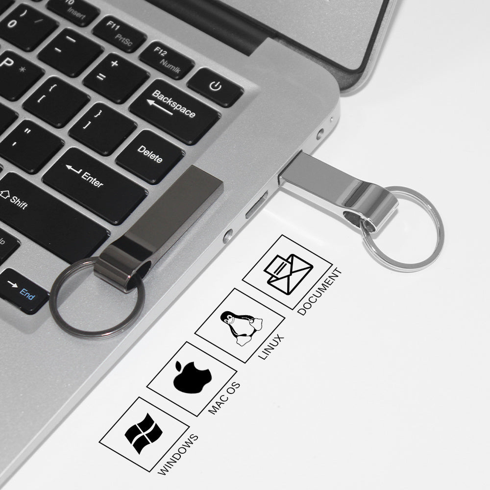 Silver Metal USB Flash Drives 64GB Free key Ring Pen Drive Creative Business Gifts Memory Stick Black Storage Devices