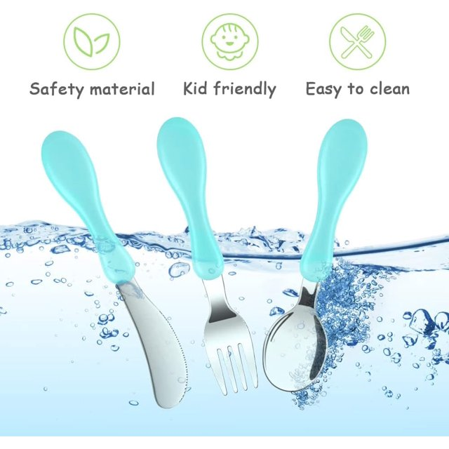 Freaki 6PCS Toddler Utensils Set, Toddler Utensils Stainless Steel Fork, Spoon and Knife Set with Silicone Holding Design, Children's Flatware Set, BPA Free, Dishwasher Safe