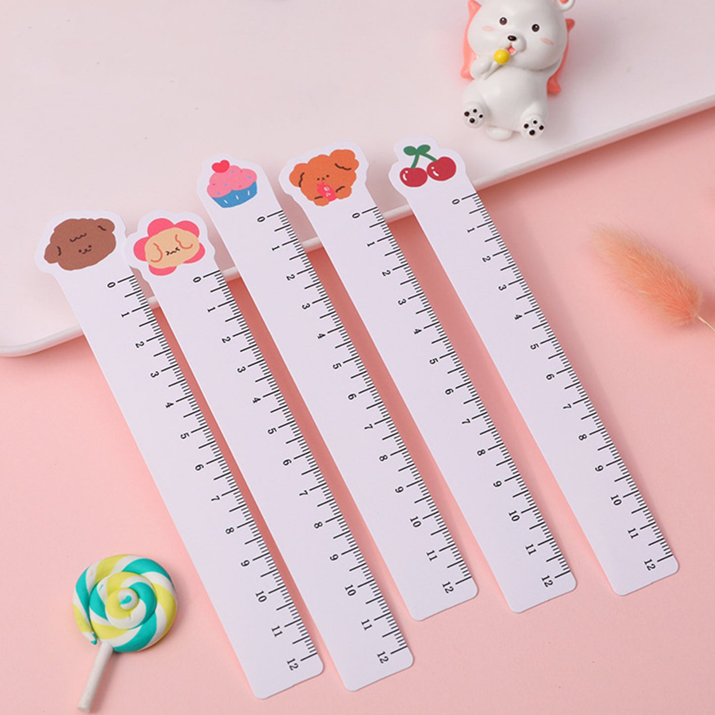 5pcs Cute Animal Ultra-thin Soft Ruler Combination 1.1-6 Inches PP Material