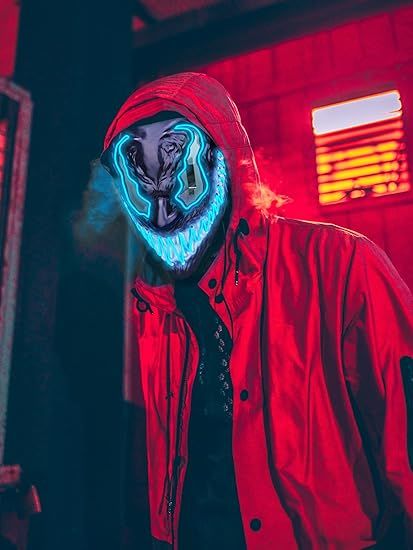 Halloween Mask LED Light Up Mask for Adults Neon Glow Masks