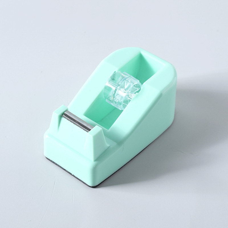 1pc Practical Candy Color Plastic Adhesive Tape Dispenser Office Desktop Tape Holder With Tape Cutter