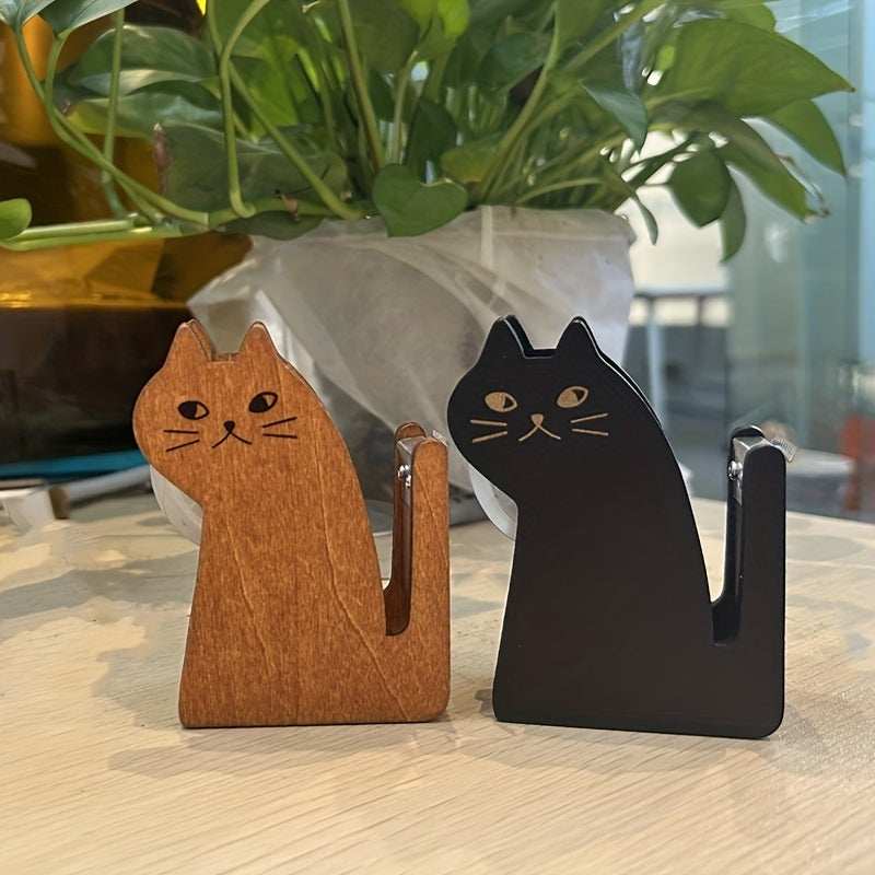 Add a Touch of Whimsy to Your Desk: Wooden Cat-Shaped Tape Cutter