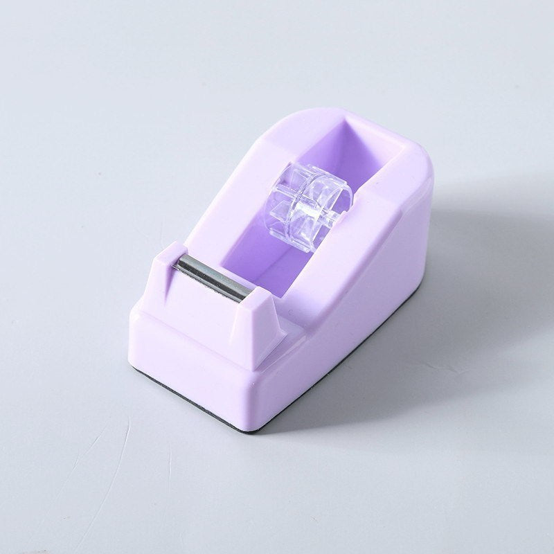 1pc Practical Candy Color Plastic Adhesive Tape Dispenser Office Desktop Tape Holder With Tape Cutter