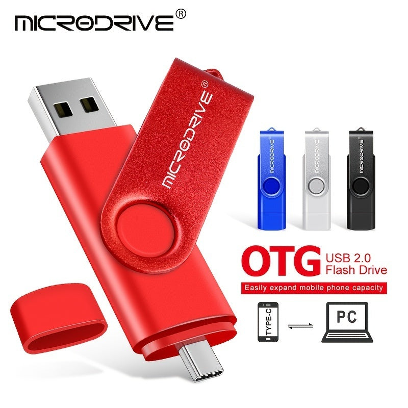 Rotating USB Stick High Speed 128gb Metal Type C USB2.0 Flash Drive OTG 128GB Pendrive External Storage Micro Memory Stick Type-C Pen Drive