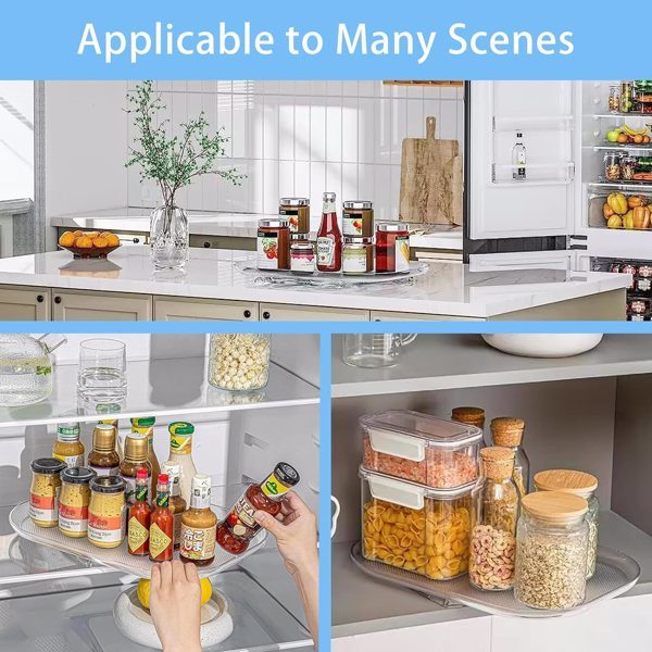 Lazy Susan Turntable Organizer for Refrigerator, Clear Rectangular Fridge Organizer Storage 15.7 inche, Square Lazy Susan for Refrigerator Cabinet, Table, Pantry, Kitchen, Countertop