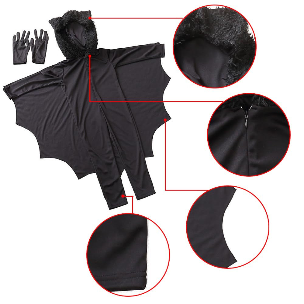 Kids' Vampire Bat Halloween Costume for Boys and Girls Jumpsuit Cosplay Set