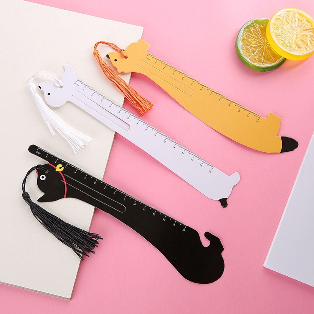 2pcs Cartoon Pet Straight Ruler Bookmarks 5.91inch Scale Ruler Learn Kawaii Stationery Office School Supplies