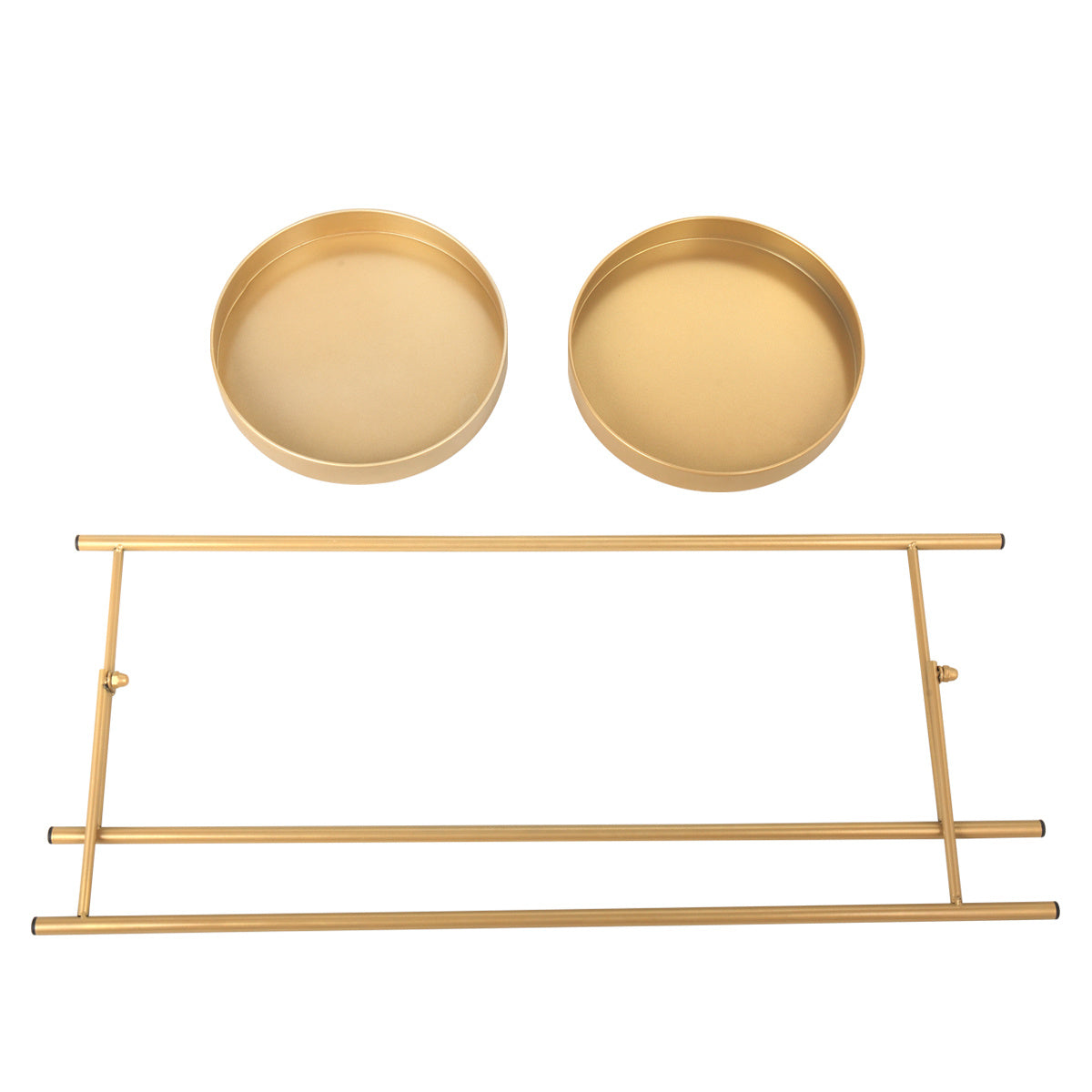 Modern Folding Metal 2-Tier Plant Stand Potted Plant Holder Shelf with 2 Round Trays Indoor Outdoor, Versatile, Golden