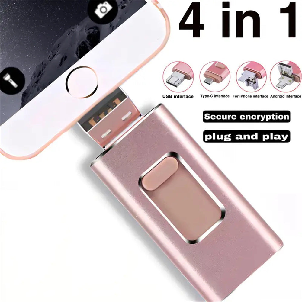 4in1 128GB USB 3.0 Pendrive Flash Drives, High Speed Phone External Flash Drive