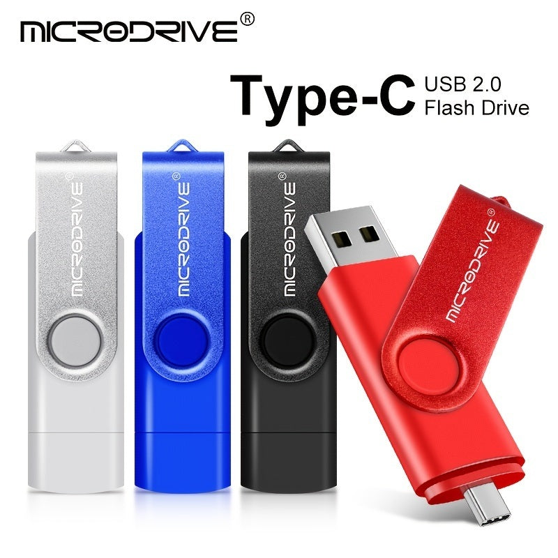Rotating USB Stick High Speed 128gb Metal Type C USB2.0 Flash Drive OTG 128GB Pendrive External Storage Micro Memory Stick Type-C Pen Drive