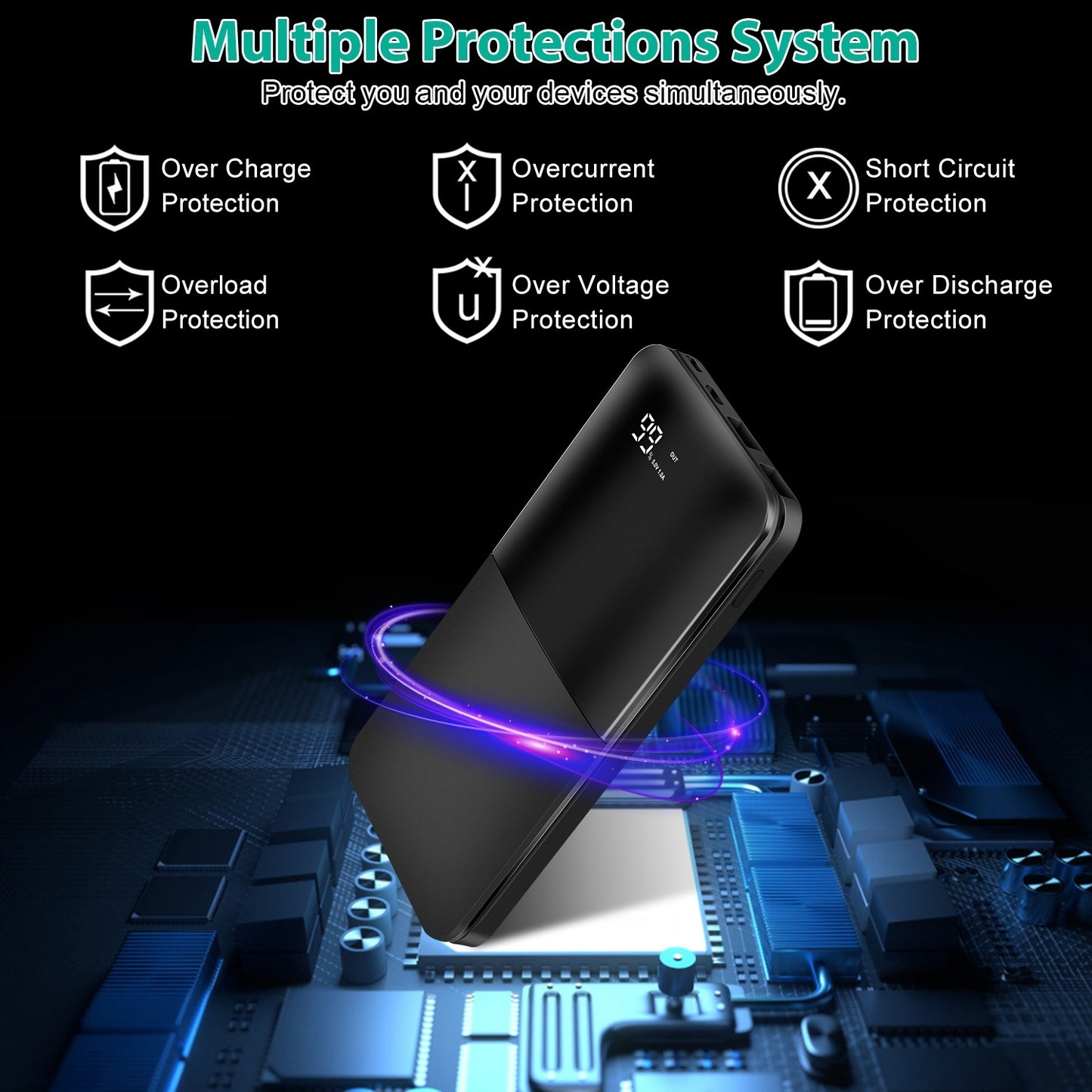 20000mAh Portable Power Bank External Battery Pack with Digital Display Dual USB Charge Ports