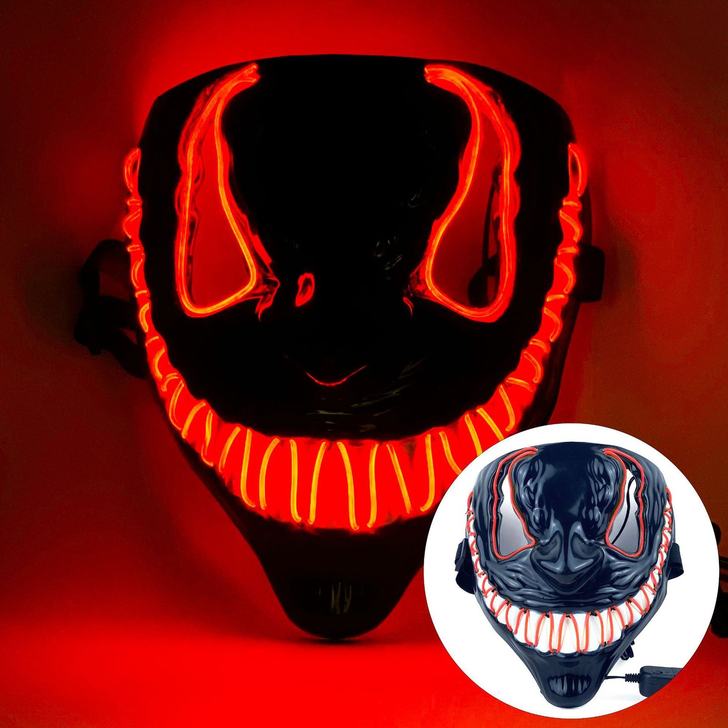 Halloween Mask LED Light Up Mask for Adults Neon Glow Masks